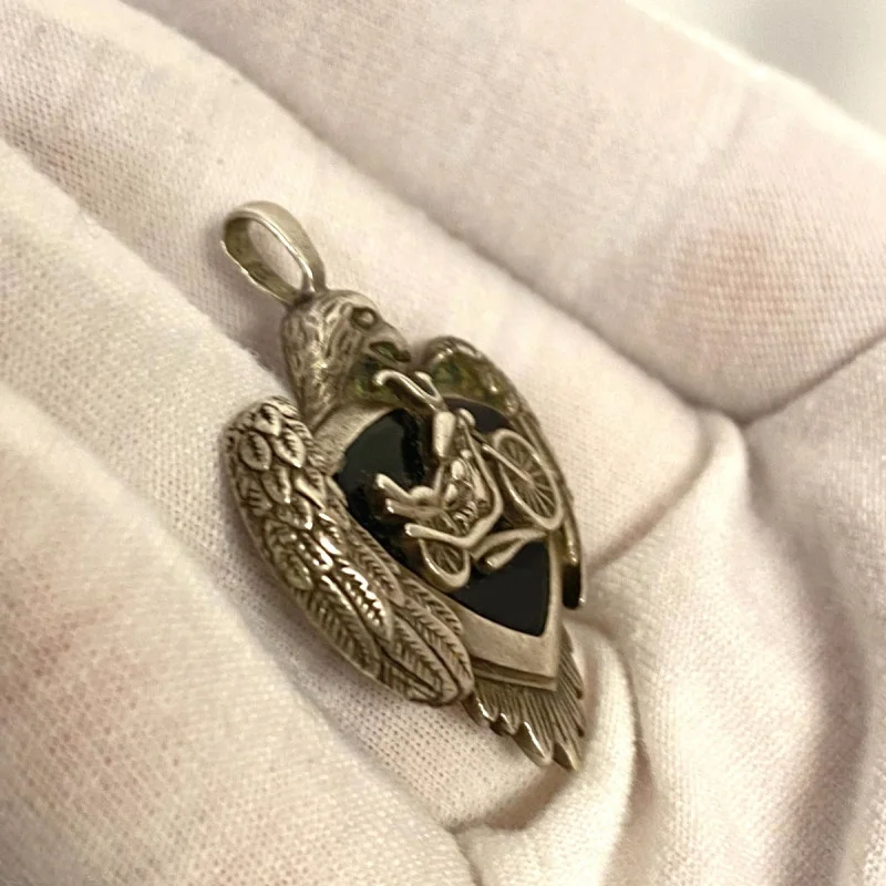 Vintage As Motorcycle Eagle “Live To Ride” Pendant 16.1 Grams