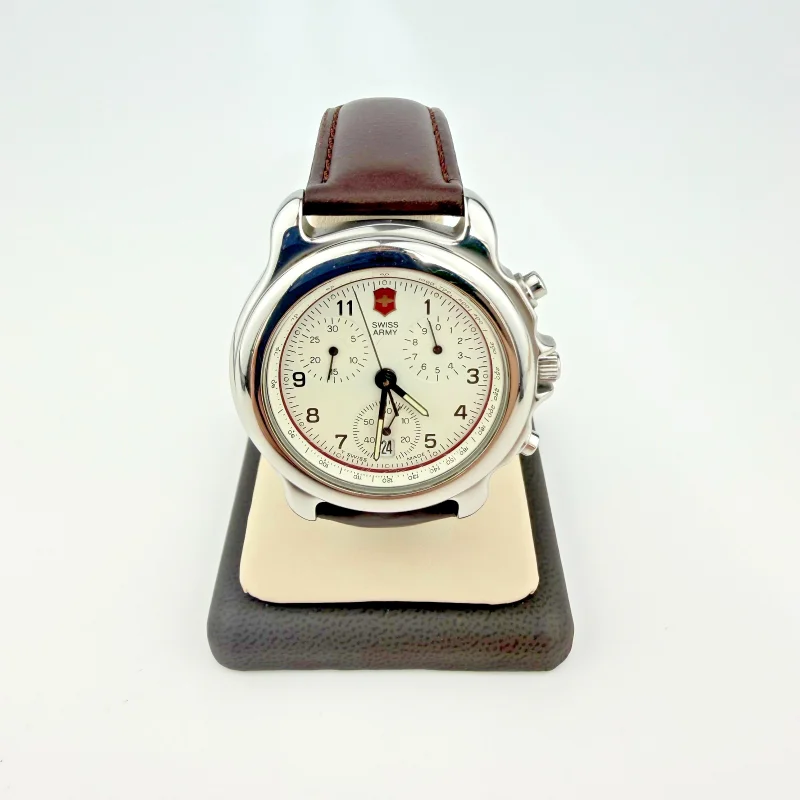 Victorinox Swiss Army Chronograph Men's Watch Stainless St. Brown Leather Strap