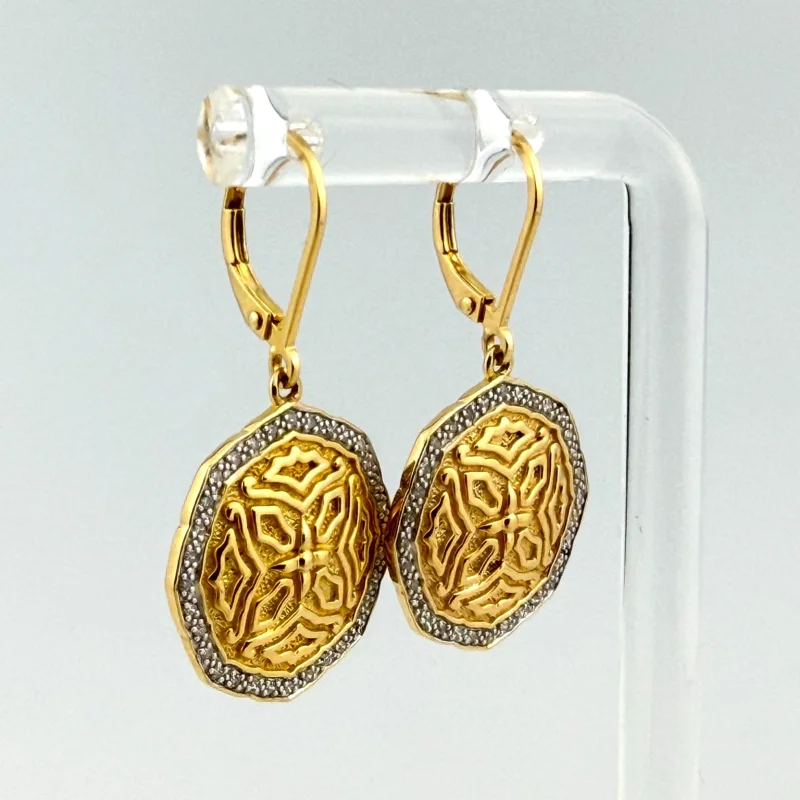 Sterling Silver Gold Plated Celtic Knot Earrings with Real Diamonds EA 925 China