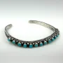 Old Pawn Navajo Sterling Silver Fifteen SNAKE EYE TURQUOISE Bracelet