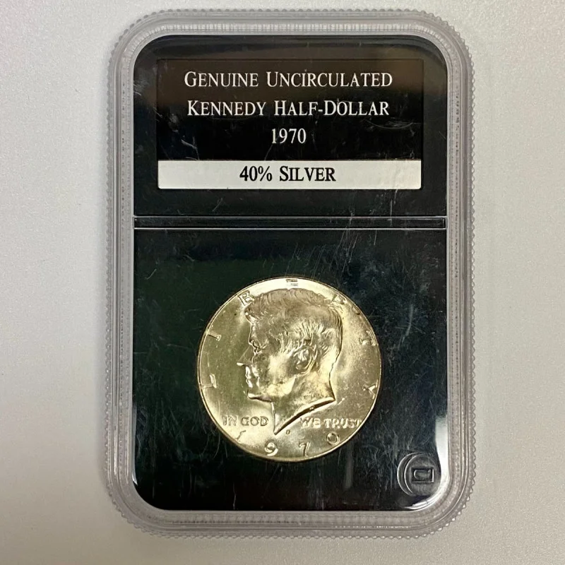 1970 Uncirculated Kennedy Half Dollar Coin- 40% Silver- PCS Stamps & Coins Case