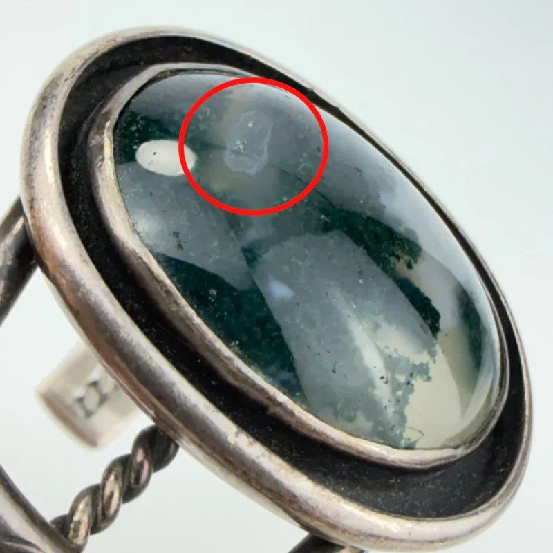 Native American Style Sterling Silver Oval Black&White Agate Stone Cuff Bracelet