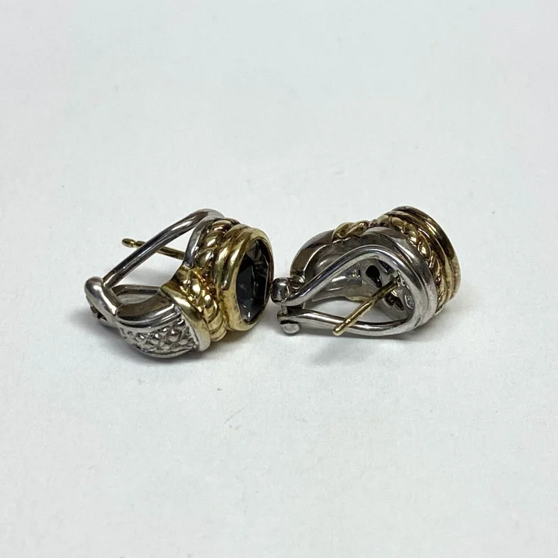  18K Judith Ripka  Designed With Sterling Silver  925 & Gemstone Earrings