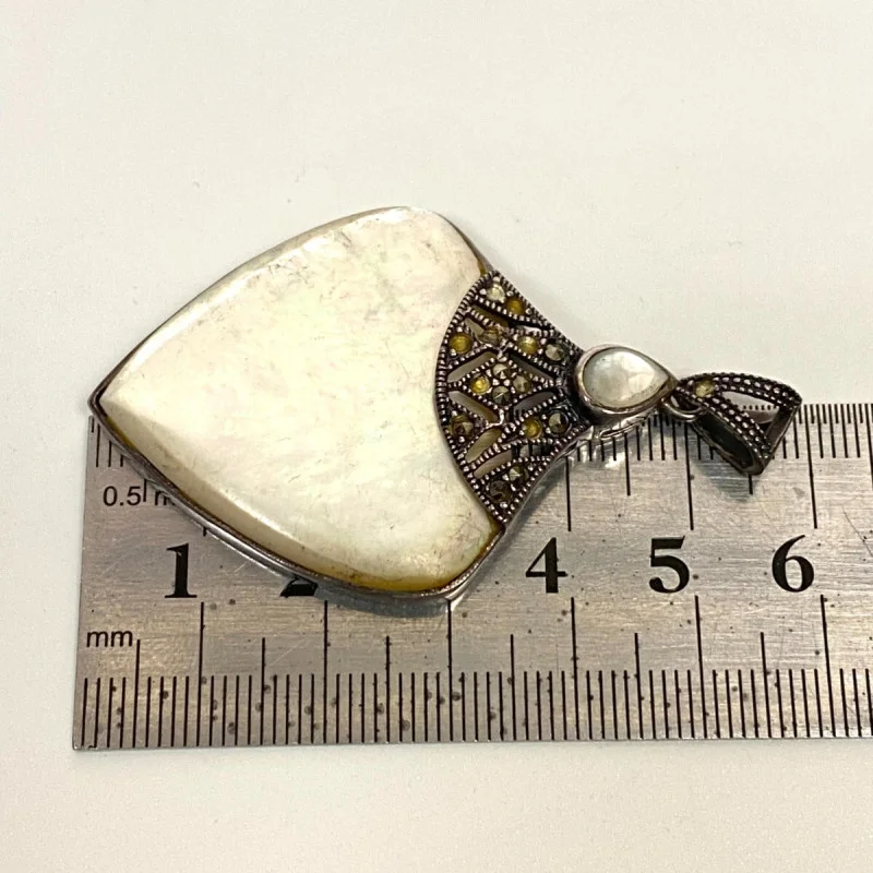 Sterling Silver Pendant Shell and Marcasite stones