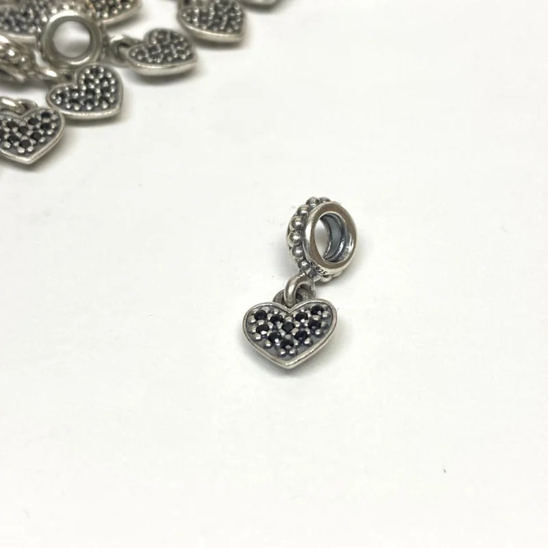 Authentic Pandora Sterling Silver Red CZ Pave Heart Dangle Charm