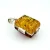 Vintage Sterling Silver Amber Pendant - Two Tone Square Cabochon