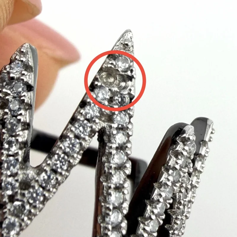 Heart Pulse Black Rhodium 925 Silver Cubic Zirconia Ring Sz 9.5