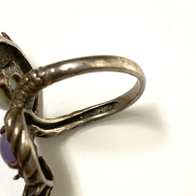 Joy Jade and White Sapphires Sterling Silver Shape Dragon Ring