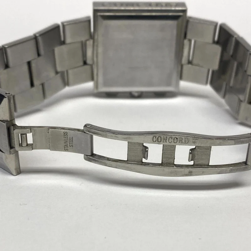 Rare Square Concord Swiss Chronograph LaScala Guilloc Date Dial,Sapphire Crystal