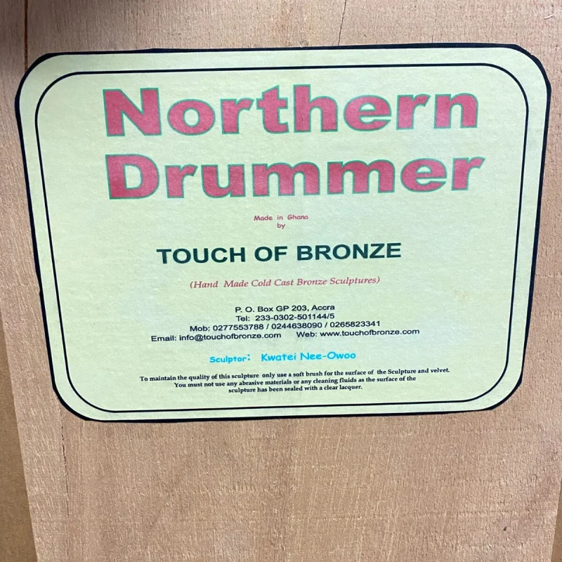 Northern Drummer Handmade Cold Cast Bronze Sculpture - Kwatei Nee-Owoo