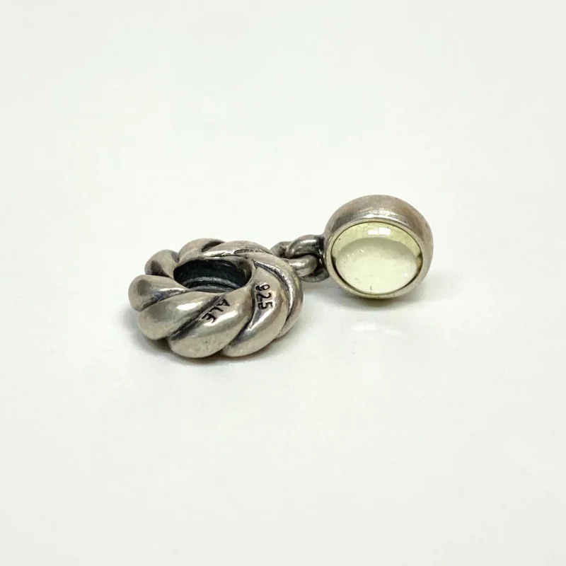 Authentic Pandora Silver and Lime Quartz Dangle Disc Charm 790435LQ