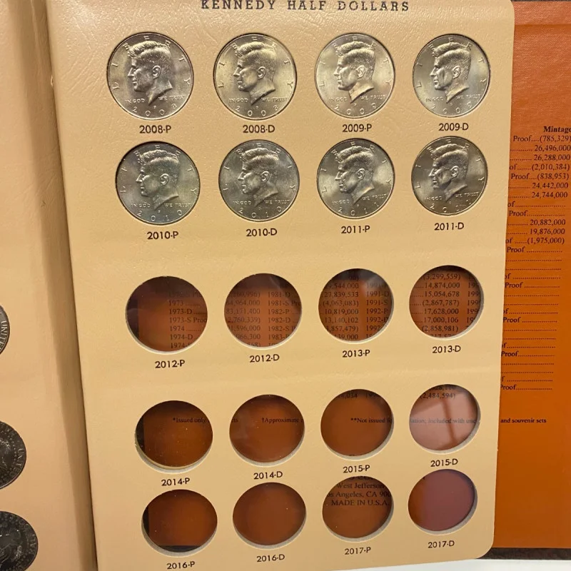 DANSCO ALBUM #7166 1964-2017 Kennedy Half Dollars Set of 88 Coins (1964-2011)