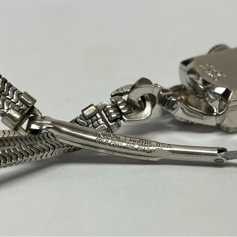 Vintage Ladies Gruen Precision 14K White Gold w Diamonds 17 Jewels
