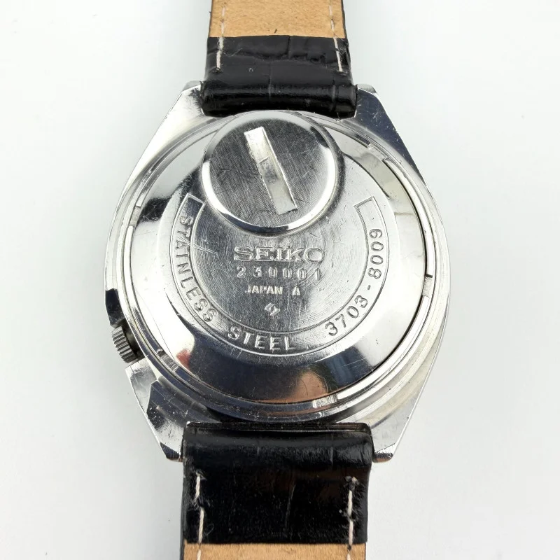 Vintage Seiko Electronic EL-370 Blue Dial Day-Date Stainless Steel Watch