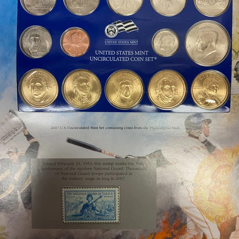 2007 P Uncirculated Mint Set Postal Commemorative Society Coin & Stamps