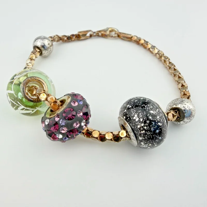 925 Sterling Silver Italian RCI Bracelet With Large Charms, 7.5 ich
