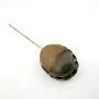 Vintage Handmade Sterling Silver Natural Oval Brown Agate Pin