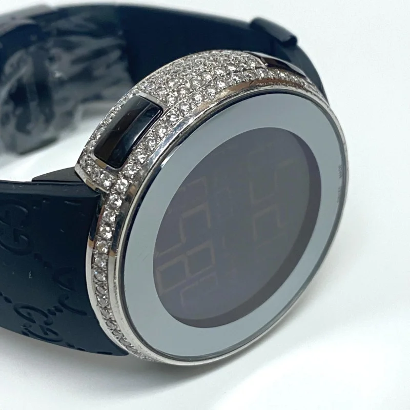 Men's GUCCI 114-2 Digital Watch Custom White Diamonds (3ct) Bezel