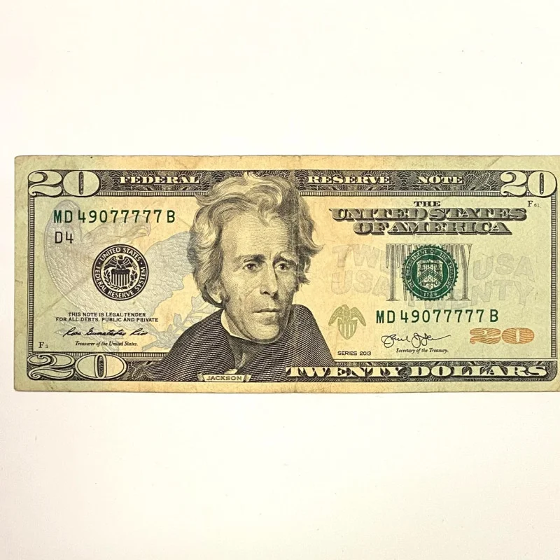 2013 Twenty 20 Dollar Bill Fancy Serial Number MD49077777B