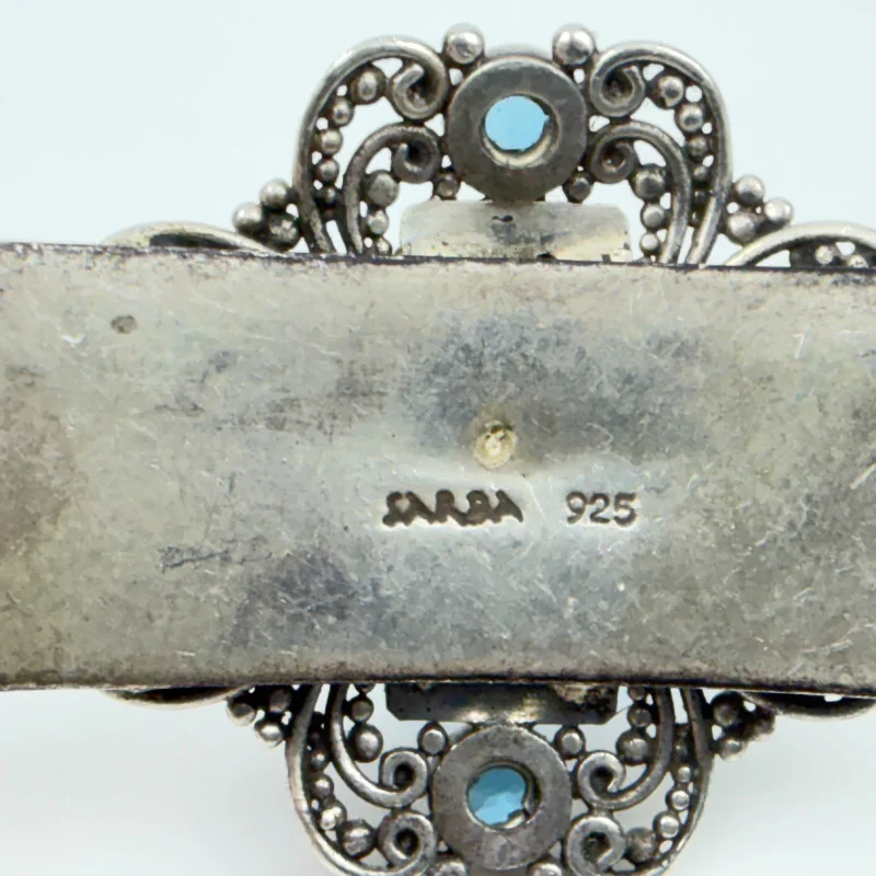 Rare Sarda Artisan Collection Of Bali Paraiba Silver Cuff Bracelet with Cross