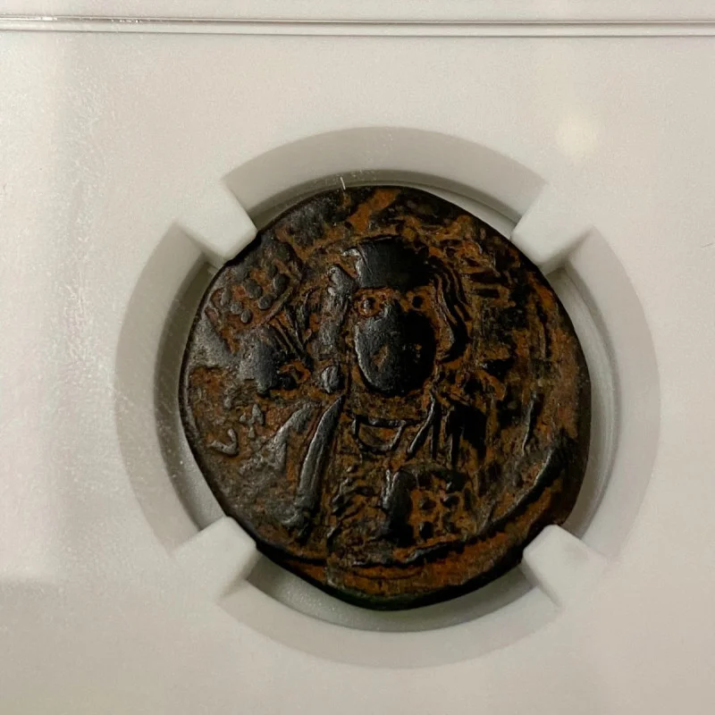 Michael VII AD 1071-1078.  AE Follis.  Byzantine Empire.  NGC F