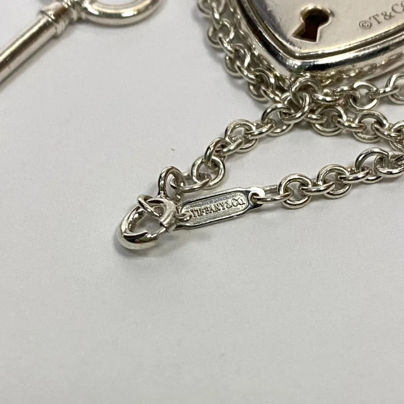 Rare Tiffany & Co Silver Heart Arc Padlock Charm and Key Necklace, 16 Inches
