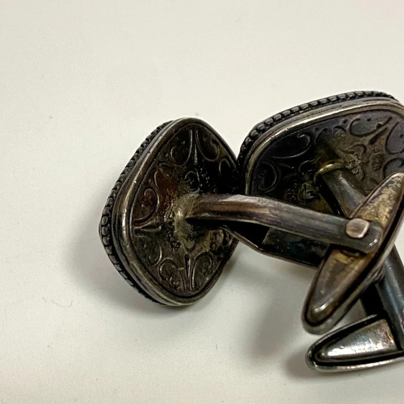 Vintage Red Agate Cufflinks Sterling Silver