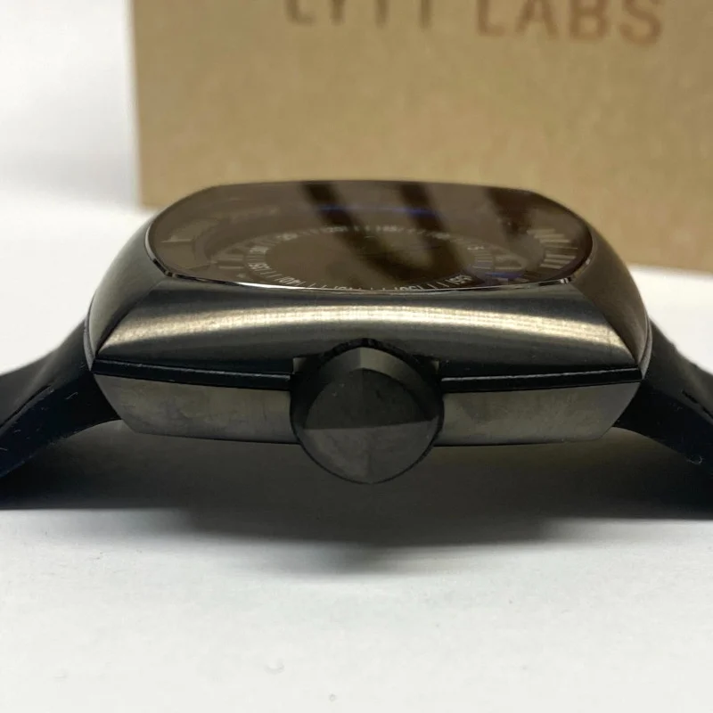 LYTT GUN BLUE HANDS BLACK STITCHING MEN'S WATCH 45 MM