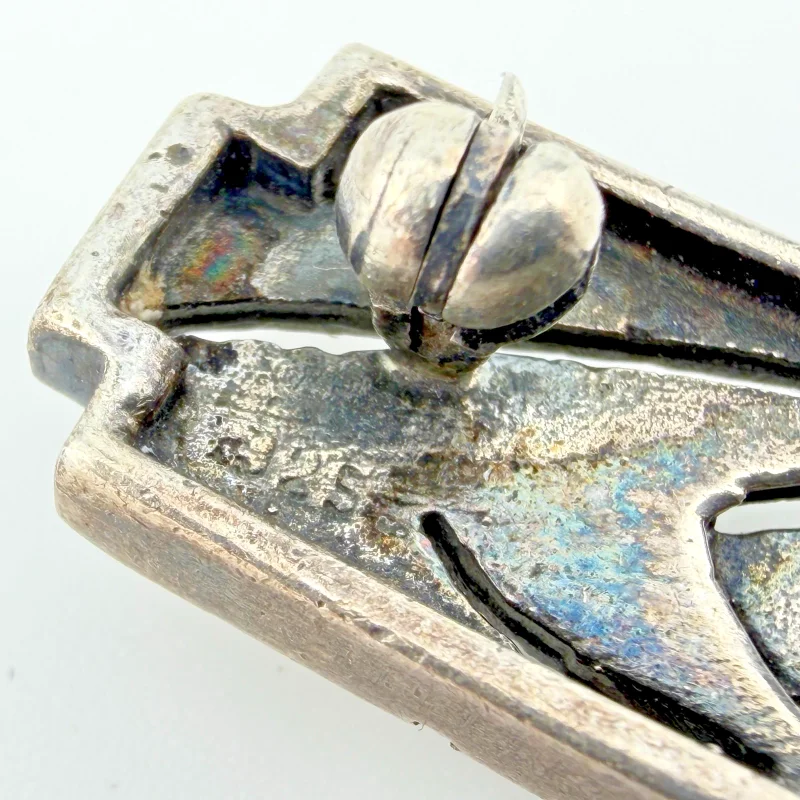 Vintage 30s Art Deco Sterling Silver Marcasites Bar Brooch Pin