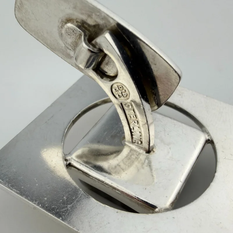 Square Vintage Sterling Silver Blue Labradorite Cufflinks 1950s - David Andersen