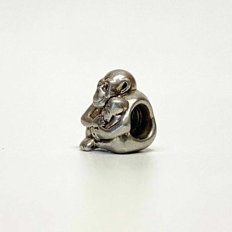 Retired CHIMP FAMILY Genuine PANDORA Silver MOM MONKEY & Baby Charm 790422