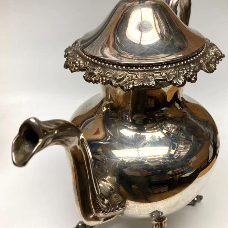 Antique Silver On Copper Large Teapot