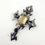Vintage Sterling Silver Cross Pendant with Citrine and Iolite - 925