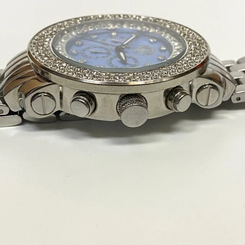 Techno Watch Blue Dial with 4ct Diamonds, 50 mm
