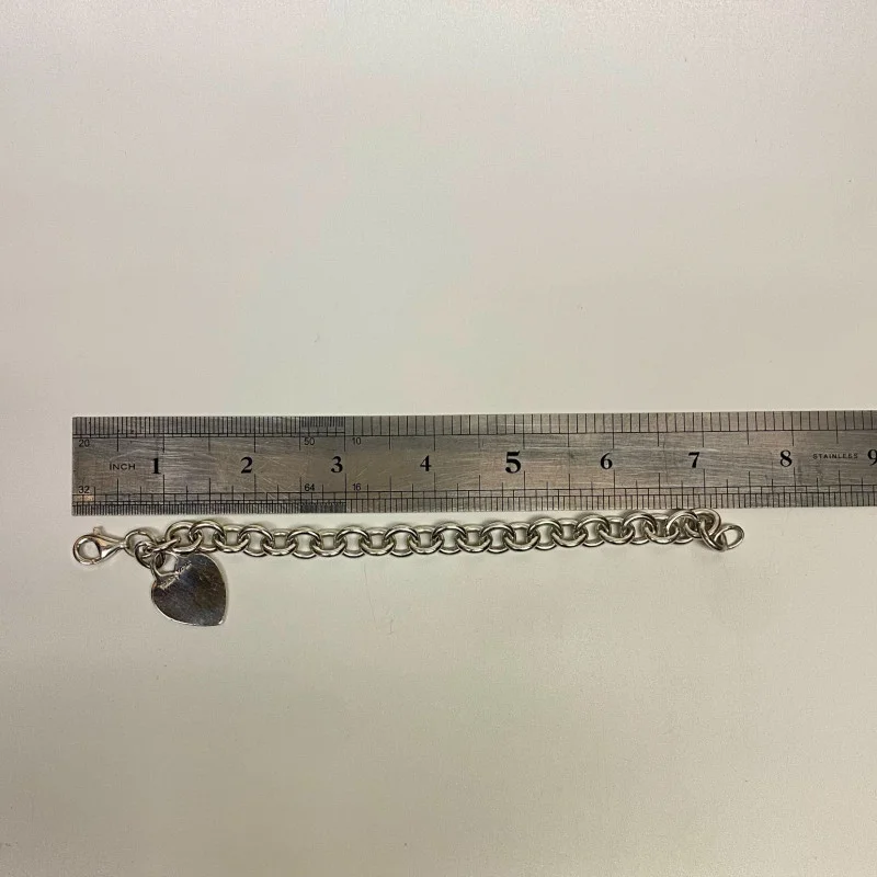 Tiffany & Co Sterling Silver Blank Heart Link Bracelet Retired