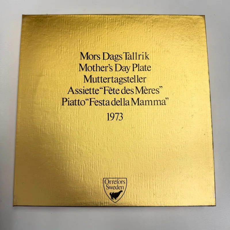 Vintage Mother's Day Plate - Cobalt Blue with Gold Etching Sweden 1973 w/Box
