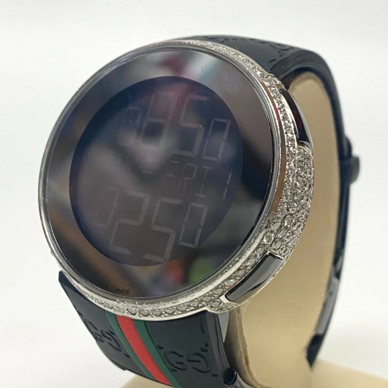 Men's GUCCI 114-2 Digital Watch Custom White Diamonds (3ct) Bezel