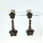 Art Deco Judith Jack Sterling Silver Marcasite Floral Dangle Stud Earrings