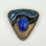 Vintage Triangle Metal Bolo Tie Blue Sodalite Blue Enamel, Western Design