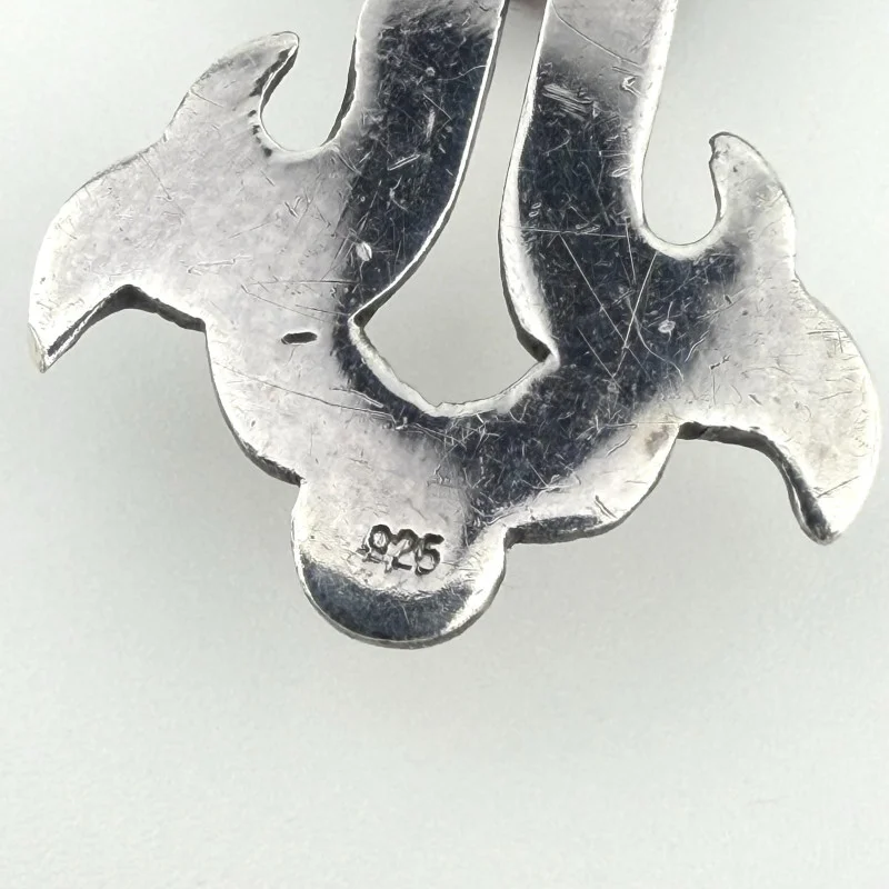 Vintage Sterling Silver Cross Pendant with Citrine and Iolite - 925