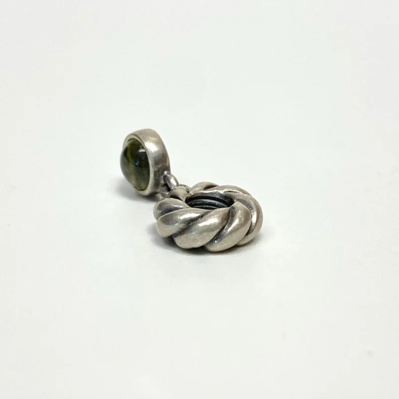 Authentic Pandora Silver and Lime Quartz Dangle Disc Charm 790435LQ