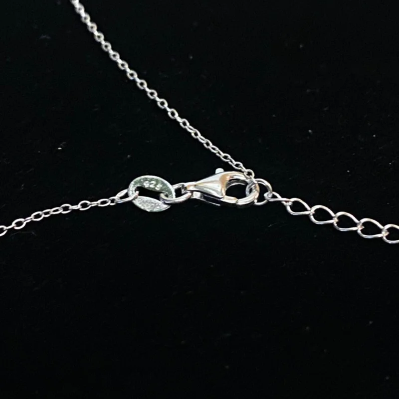 Silver 925 and White Sapphire, Celestial Protector Eye Chain Pendant 18 inches