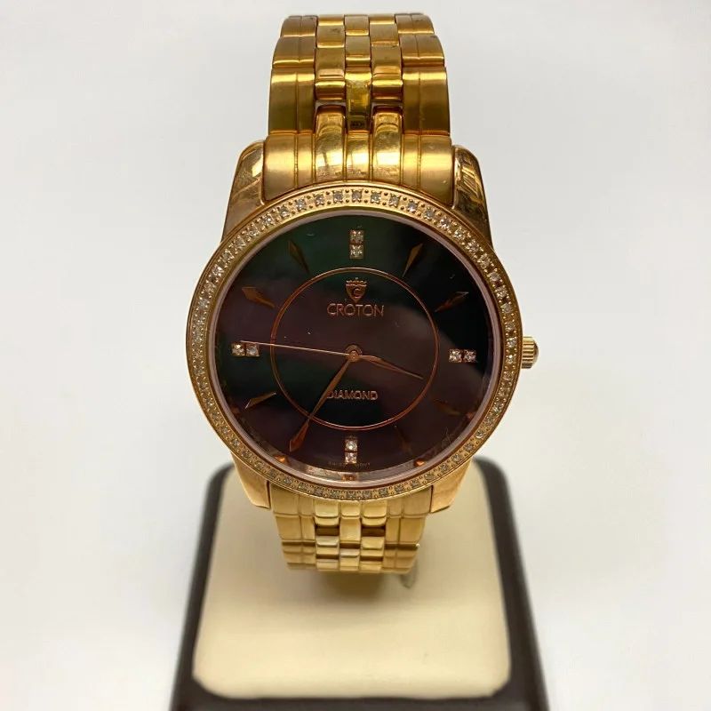 Croton Men's Stainless Steel Black Mother Of Pearl Dial CR307935