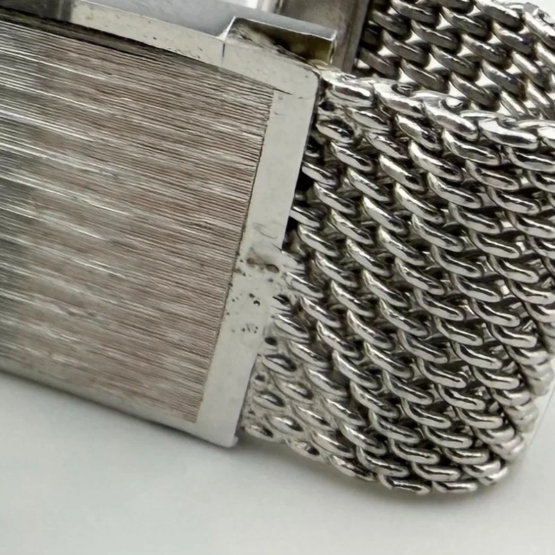 Vintage Square Cuff Links Textured Silver Tone Mesh Wrap Setting Cufflinks