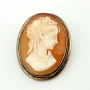 Vintage Handmade Silver Convertible Brooch Pendant Shell Cameo Lady Portrait
