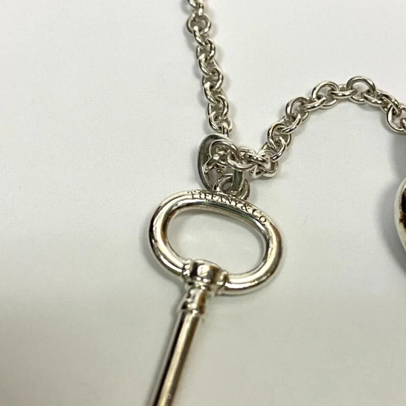 Rare Tiffany & Co Silver Heart Arc Padlock Charm and Key Necklace, 16 Inches
