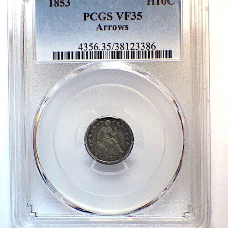 1853 PCGS VF 35 10c SEATED LIBERTY HALF DIMES