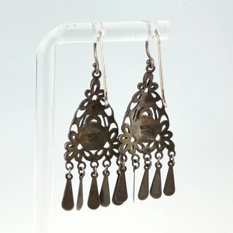 Oxidized Sterling Silver Black Onyx Chandelier Dangle Earrings - 925 China