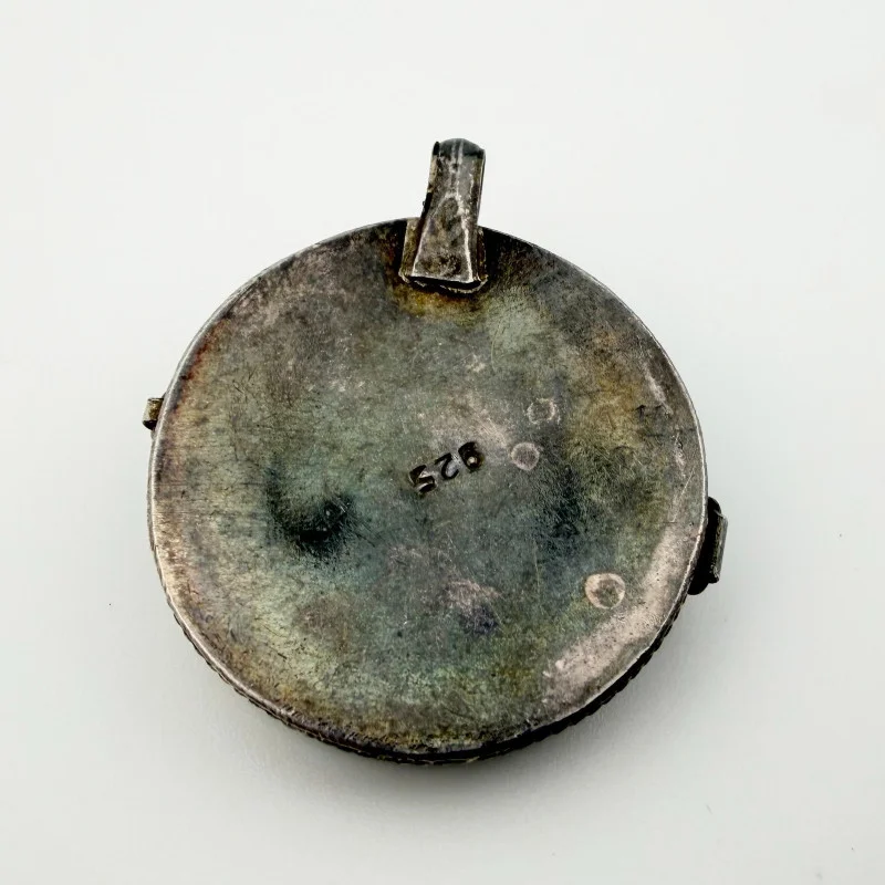 Antique Handmade Sterling Silver Kraken Pill Box / Trinket Box Pendant