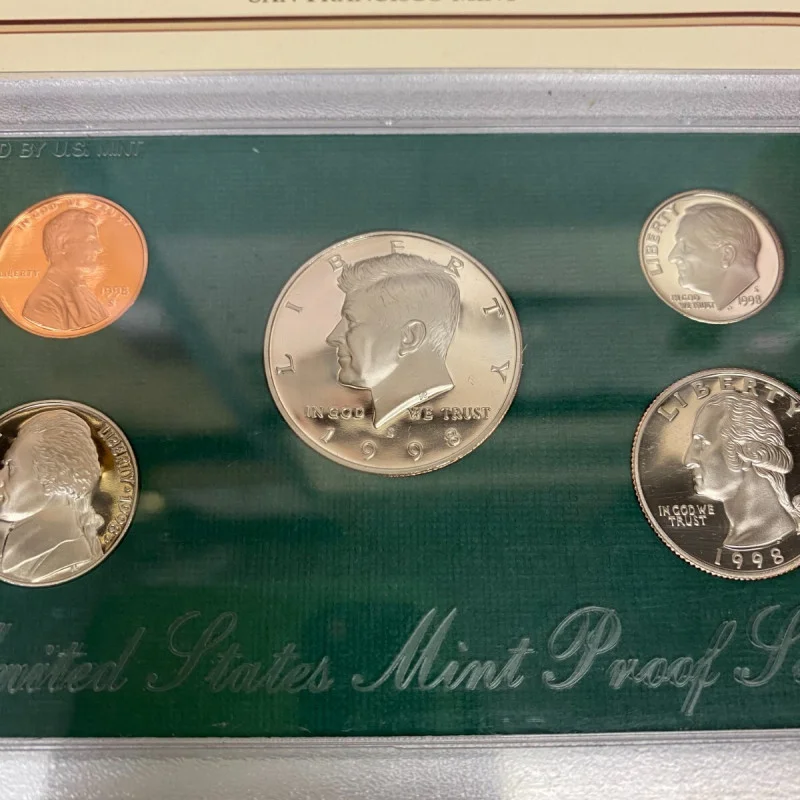 1998 US Mint Proof Set San Francisco Set Display Card W/Stamp Columbia’s Expo